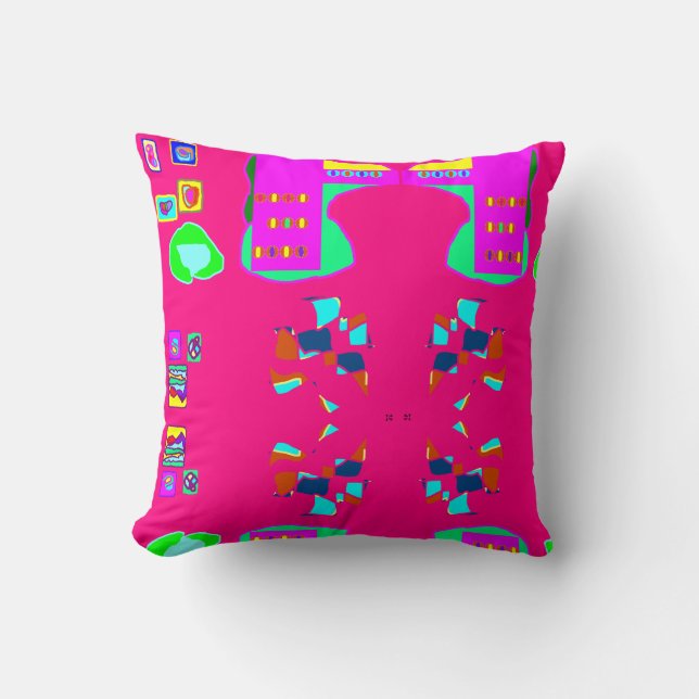 Bright pink throw pillow dolly mixture patterns (Front)