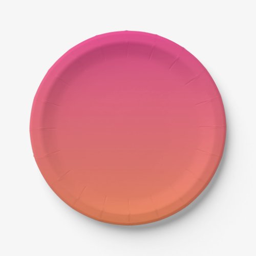Bright Pink to Orange Gradient Solid Paper Plates
