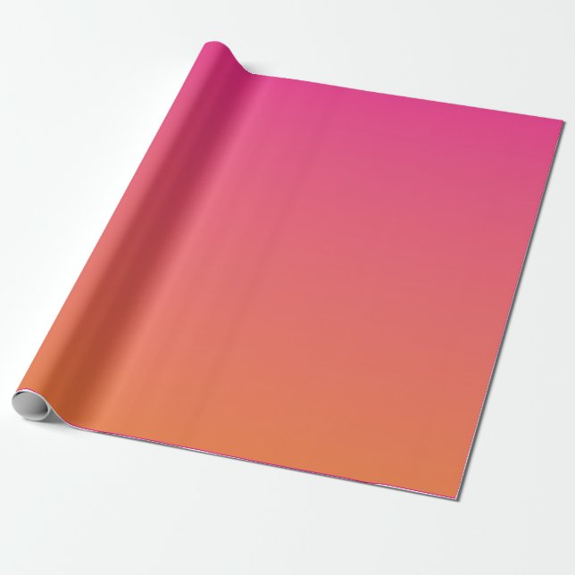Bright Pink to Orange Gradient Solid Wrapping Paper (Unrolled)