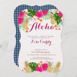 Bright Pink Tropical Bridal Shower Invitation