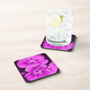 Bright Pink Tropical Flowers Beverage Coaster