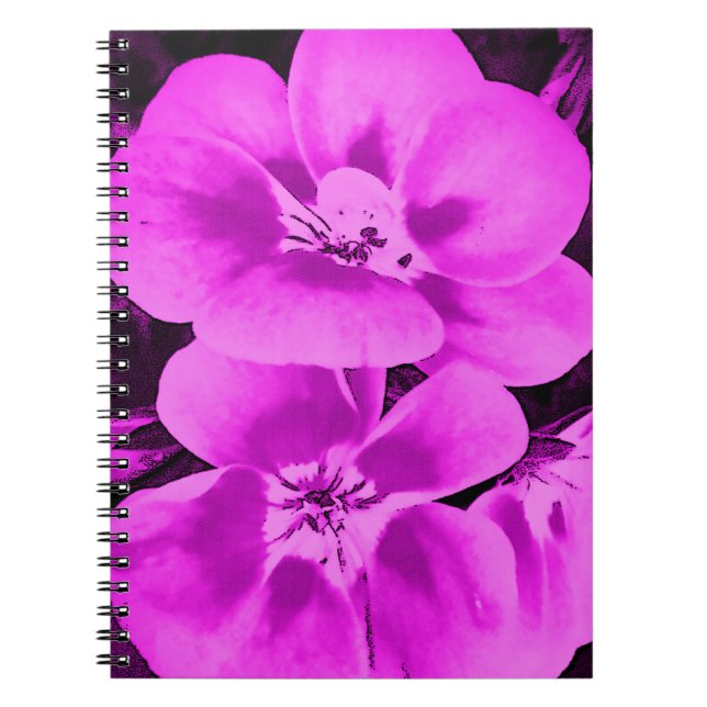 Bright Pink Tropical Flowers Notebook (Front)