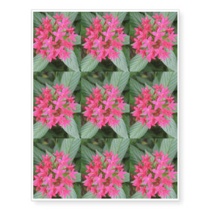 Bright Pink Tropical Flowers Temporary Tattoo