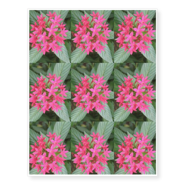 Bright Pink Tropical Flowers Temporary Tattoo (Front)