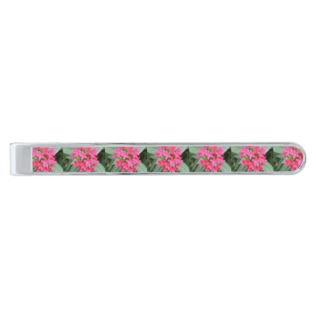 Bright Pink Tropical Flowers Tie Bar (Front)