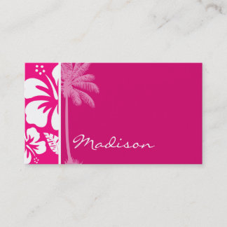 Bright Pink Tropical Hibiscus Business Card