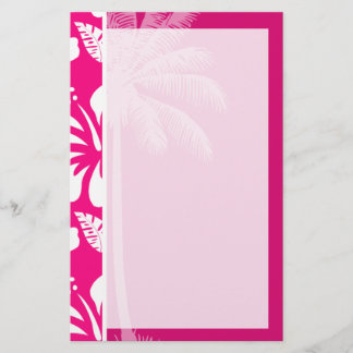 Bright Pink Tropical Hibiscus Stationery