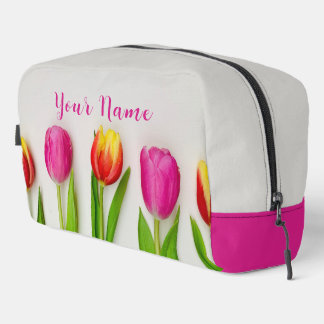 Bright Pink Tulips Dopp Kit