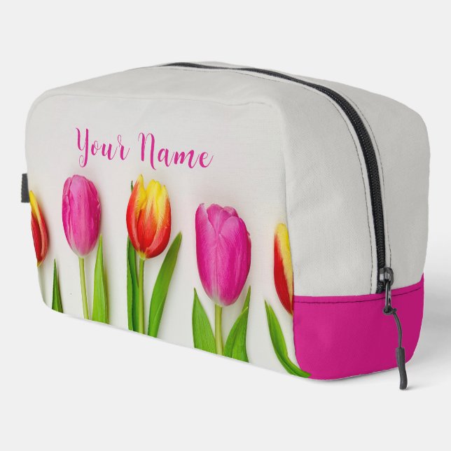 Bright Pink Tulips Dopp Kit (Right Corner)