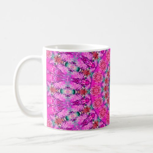 Bright Pink Valentines Day Mandala Kaleidoscope C Coffee Mug