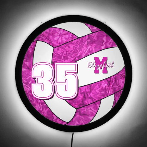 bright pink volleyball girls sports room decor LED sign