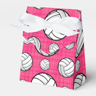 Bright Pink Volleyball Pattern Favor Boxes