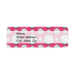 Bright Pink Volleyball Pattern Label