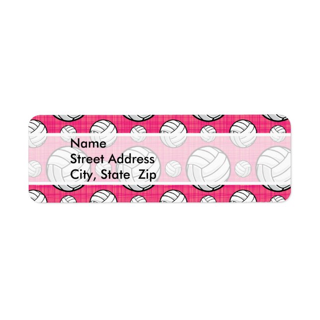Bright Pink Volleyball Pattern Label (Front)