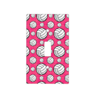 Bright Pink Volleyball Pattern Light Switch Cover