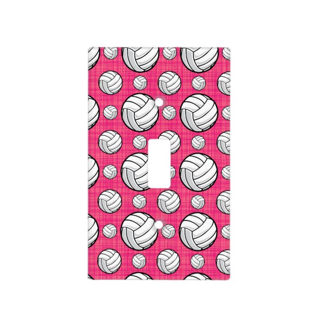Bright Pink Volleyball Pattern Light Switch Cover (Front)
