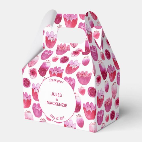 Bright Pink Watercolor Blossom Floral Favor Boxes