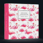 Bright Pink Watercolor Flamingo Pattern 3 Ring Binder<br><div class="desc">Organize your documents,  recipes and files with this bright and summery binder. It features a watercolor bright pink flamingo pattern. Personalize by adding names and other details. This tropical pattern binder will be perfect as a personalized gift.</div>