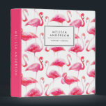 Bright Pink Watercolor Flamingo Pattern 3 Ring Binder<br><div class="desc">Organize your documents,  recipes and files with this bright and summery binder. It features a watercolor bright pink flamingo pattern. Personalize by adding names and other details. This tropical pattern binder will be perfect as a personalized gift.</div>
