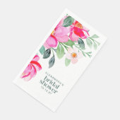 Bright Pink Watercolor Floral Bridal Shower Custom Paper Guest Towels (Corner)