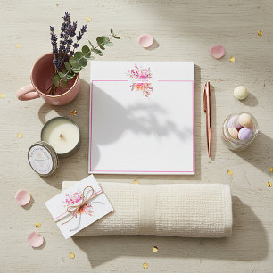 Bright pink watercolor floral personalized notepad