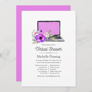 Bright Pink Watercolor Floral Virtual Baby Shower Invitation