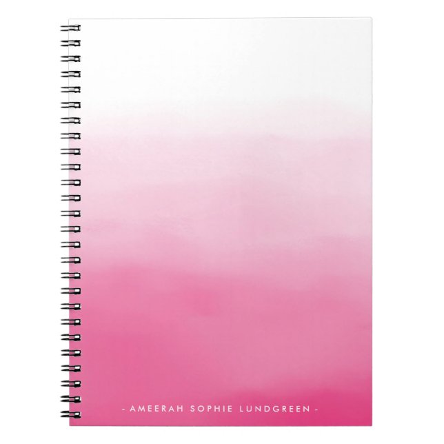 Bright Pink Watercolor Ombre Notebook (Front)