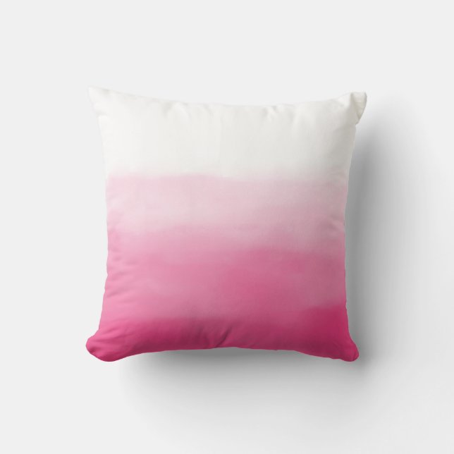Bright Pink Watercolor Ombre Pillow (Front)