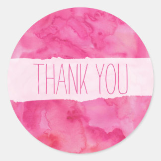 Bright Pink Watercolor Thank You Sticker