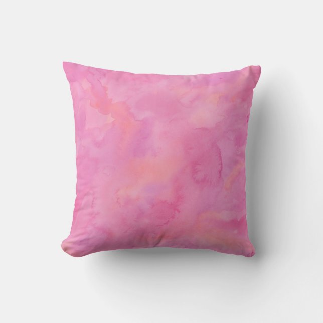 Bright Pink Watercolor Throw Pillow (Front)