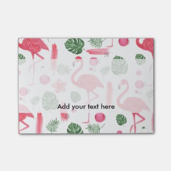 Bright Pink Watercolor Tropical Flamingo Floral Post-it Notes by pink_water at Zazzle