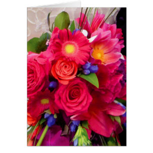 Bright Pink Wedding Boquet Note Cards