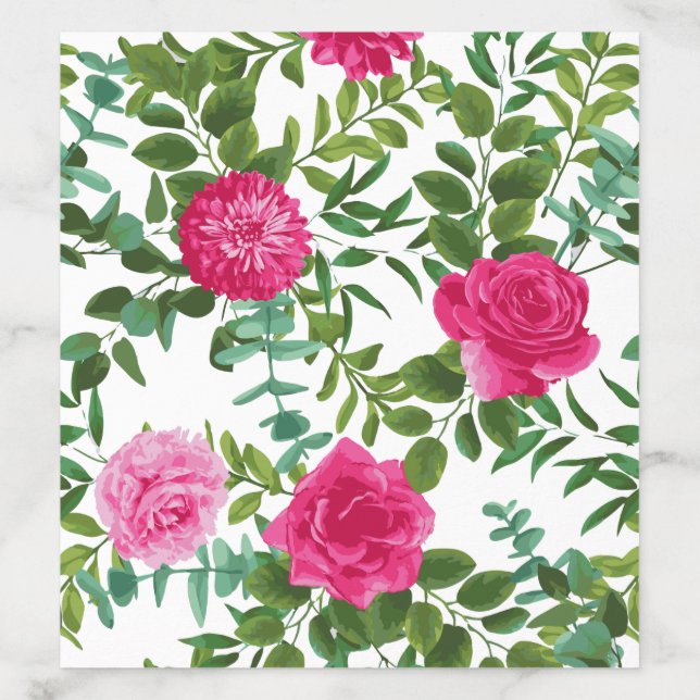 Bright Pink Wedding Roses Floral Modern Envelope Liner (Design)
