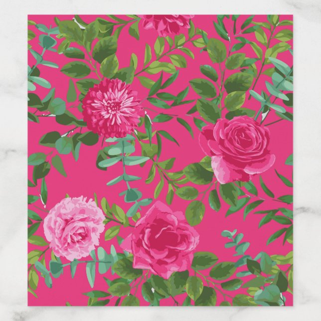 Bright Pink Wedding Roses Floral Modern Envelope Liner (Design)