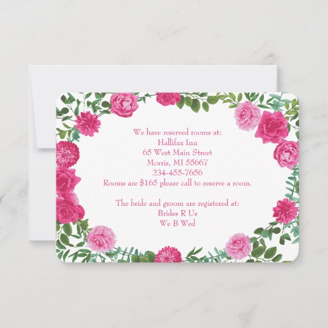 Bright Pink Wedding Roses Floral Modern Invitation (Front)