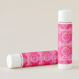 Bright Pink & White Geometric Circles Monogram  Lip Balm