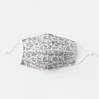 Bright Pink White Gray Cats and Kittens Pattern Cloth Face Mask