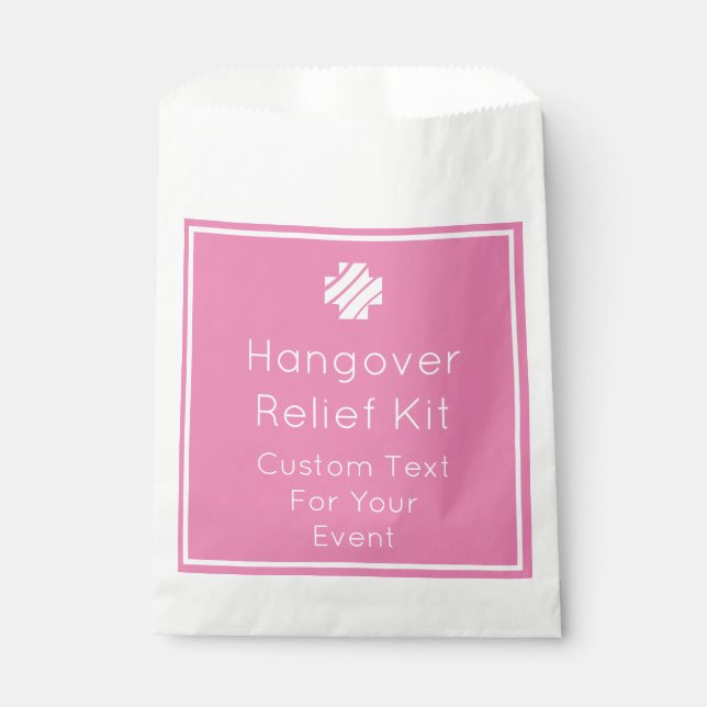 Bright Pink & White Hangover Relief Kit Favor Bag (Front)