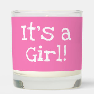 Bright Pink White It's a Girl Scented Candle