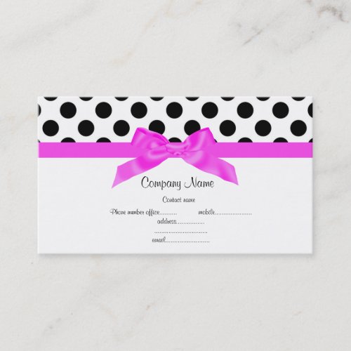 BRIGHT PINK &amp; WHITE POLKA DOT BUSINESS CARD