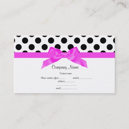 Customizable BRIGHT PINK & WHITE POLKA DOT BUSINESS CARD