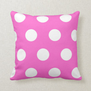 Bright Pink  white polka dot pattern Throw Pillow