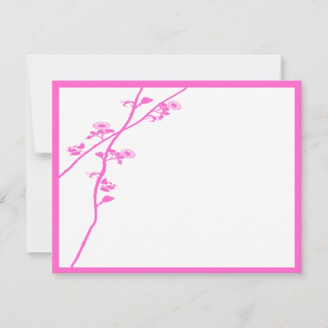 Bright Pink Wild Flower Branch Wedding RSVP (Front)