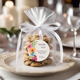 Bright Pink Wildflower Bridal Shower Thank You Classic Round Sticker