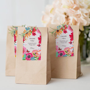 Bright Pink Wildflower Bridal Shower Thank You Gift Tags