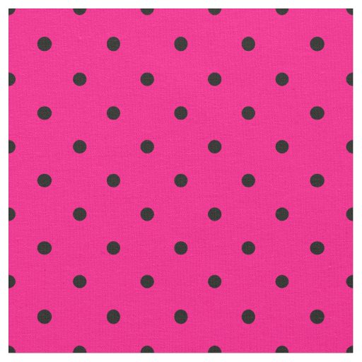Bright Pink With Black Polka Dots Spots Pattern Fabric