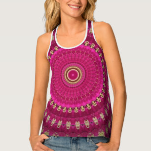 Bright Pink with Yellow Mandala Design Tank Top