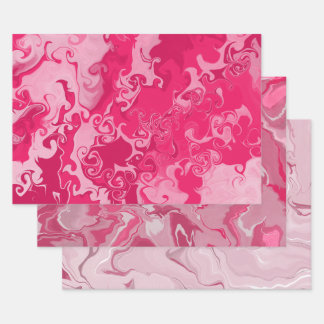 Bright Pink Wrapping Paper Flat Sheet Set of 3