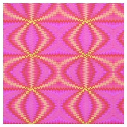 Bright pink yellow abstract fabric | Zazzle