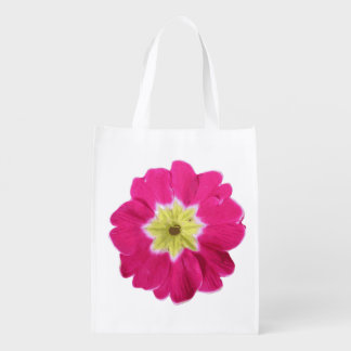 bright pink yellow flower pop art design garden grocery bag